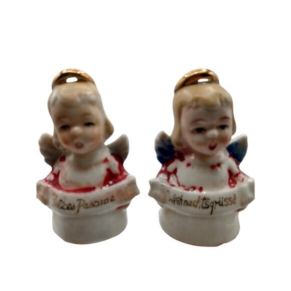 Vintage Ardalt Christmas Angel Figurines Set Of 2 Porcelain In Spanish & German - Picture 1 of 9